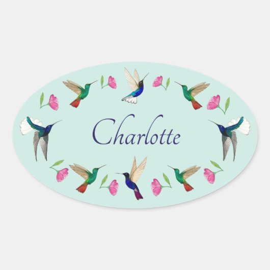 Sticker Ovale Nom des colibris (Devant)