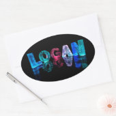 Sticker Ovale Nom Logan en lumières 3D (photo) (Enveloppe)