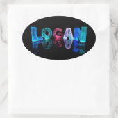 Sticker Ovale Nom Logan en lumières 3D (photo) (Sac)