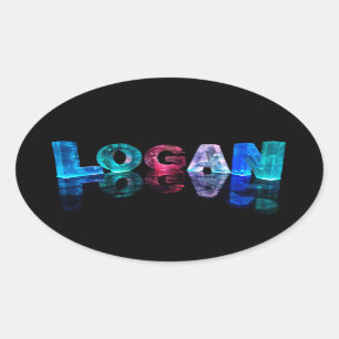 Sticker Ovale Nom Logan en lumières 3D (photo)