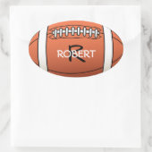 Sticker Ovale Nom personnalisé et Monogram Modèle Rugby Ball (Sac)