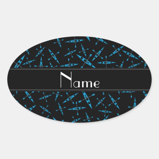 Sticker Ovale Nom personnalisé kayaks noirs (Devant)