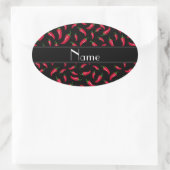 Sticker Ovale Nom personnalisé poivron rouge noir (Sac)