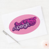 Sticker Ovale Nom Super Supergirl et Bouclier S (Enveloppe)