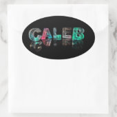 Sticker Ovale Noms uniques - Caleb en lumières 3D (Sac)