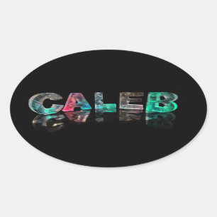 Sticker Ovale Noms uniques - Caleb en lumières 3D