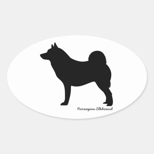 Sticker Ovale Norvégien Elkhound (Devant)