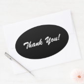 Sticker Ovale Notes brillantes en Merci noir et blanc (Enveloppe)