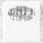 Sticker Ovale Notes de musique en argent pour clavier de piano (Sac)