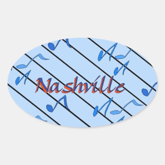 Sticker Ovale Notes de Nashville bleu (Devant)