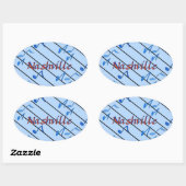 Sticker Ovale Notes de Nashville bleu (Feuille)