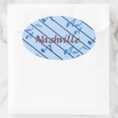Sticker Ovale Notes de Nashville bleu (Sac)