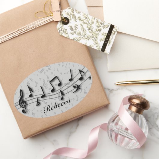 Sticker Ovale Notes musicales de Personnalized (Cadeaux)