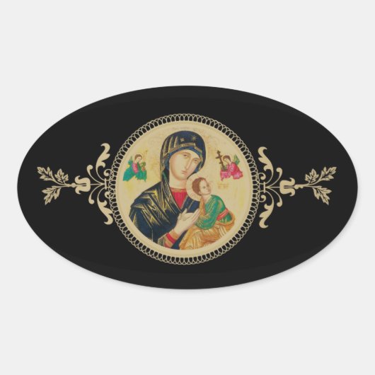 Sticker Ovale Notre mère de l'aide perpétuelle (Devant)