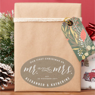 Sticker Ovale Notre Premier Noël En Tant Que Monsieur Et Madame