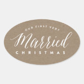 Sticker Ovale Notre Premier Noël Très Marié M & Mme Mariage (Devant)