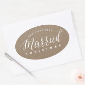 Sticker Ovale Notre Premier Noël Très Marié M & Mme Mariage (Enveloppe)
