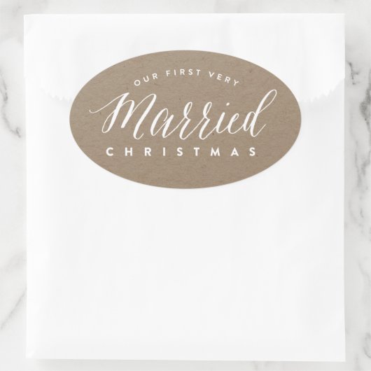 Sticker Ovale Notre Premier Noël Très Marié M & Mme Mariage (Sac)