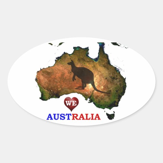 STICKER OVALE NOUS AIMONS L'AUSTRALIE. (Devant)
