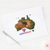 STICKER OVALE NOUS AIMONS L'AUSTRALIE. (Enveloppe)