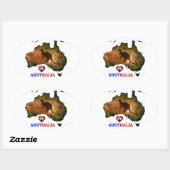 STICKER OVALE NOUS AIMONS L'AUSTRALIE. (Feuille)