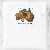 STICKER OVALE NOUS AIMONS L'AUSTRALIE. (Sac)