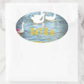 Sticker Ovale Nous laissons toujours nos clients heureux et sati (Sac)