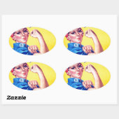Sticker Ovale Nous pouvons le faire Rosie le Riveter (Feuille)