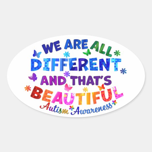 Sticker Ovale Nous sommes tous différents (Devant)