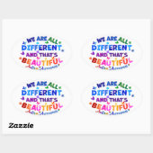 Sticker Ovale Nous sommes tous différents (Feuille)