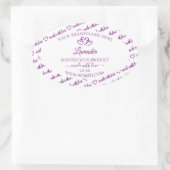 Sticker Ovale Nuage de mots violet et blanc Produit Coeurs Étiqu (Sac)