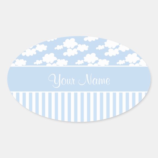 Sticker Ovale Nuages mignons et rayures (Devant)