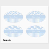 Sticker Ovale Nuages mignons et rayures (Feuille)