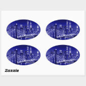 Sticker Ovale Nuit bleue à New York (Feuille)