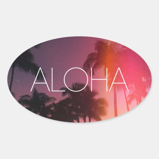 Sticker Ovale Nuit tropicale d'Aloha (Devant)