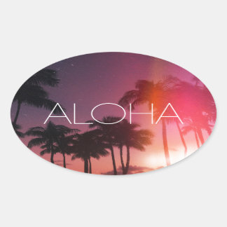 Sticker Ovale Nuit tropicale d'Aloha