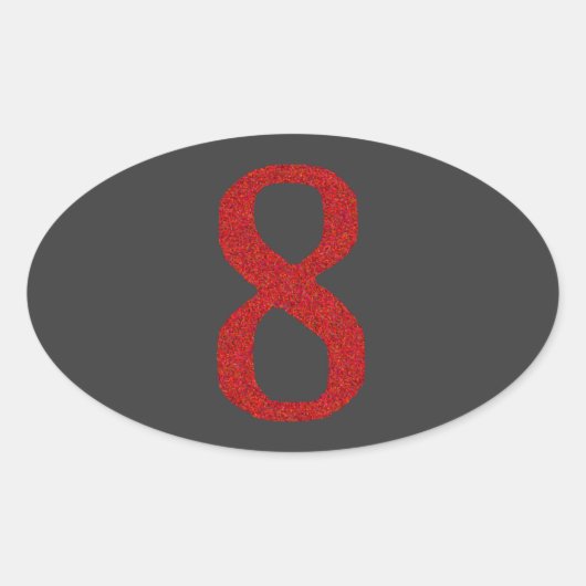 STICKER OVALE NUMÉRO 8 EN ROUGE (Devant)