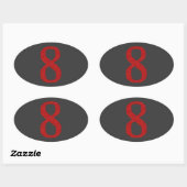 STICKER OVALE NUMÉRO 8 EN ROUGE (Feuille)