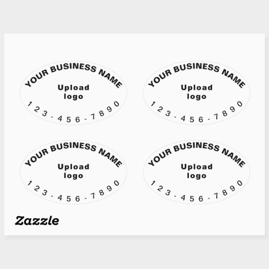 Sticker Ovale Numéro de téléphone d'affaires sur l'étiquette en (Feuille)