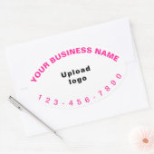 Sticker Ovale Numéro de téléphone professionnel Textes roses sur (Enveloppe)