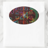 Sticker Ovale Numéros psychadéliques motif, design fascinant (Sac)