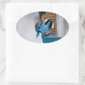 Sticker Ovale Nuthatch à poitrine blanche en neige - Photo origi (Sac)