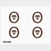 Sticker Ovale O - Chouette (Feuille)