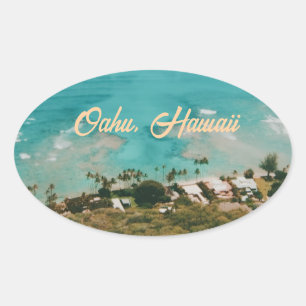 Sticker Ovale Oahu île d'Hawaii Voyage Souvenir