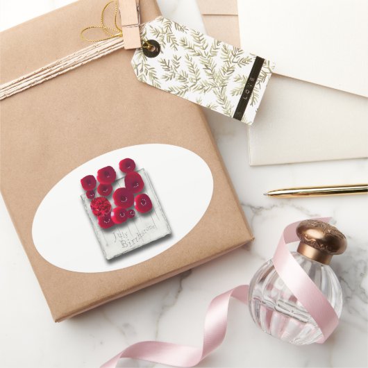 Sticker Ovale objet_4_variations sur le rubis (Cadeaux)