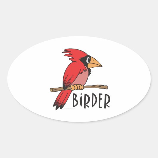 Sticker Ovale Observation des oiseaux (Devant)