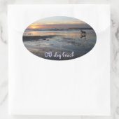 Sticker Ovale Ocean Beach, plage pour chiens (Sac)