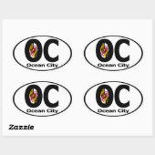 Sticker Ovale Ocean City Maryland Decal (jeu de 4) (Feuille)
