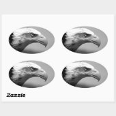 Sticker Ovale Oeil d'aigle noir et blanc (Feuille)