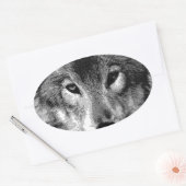 Sticker Ovale Oeil de loup noir et blanc (Enveloppe)